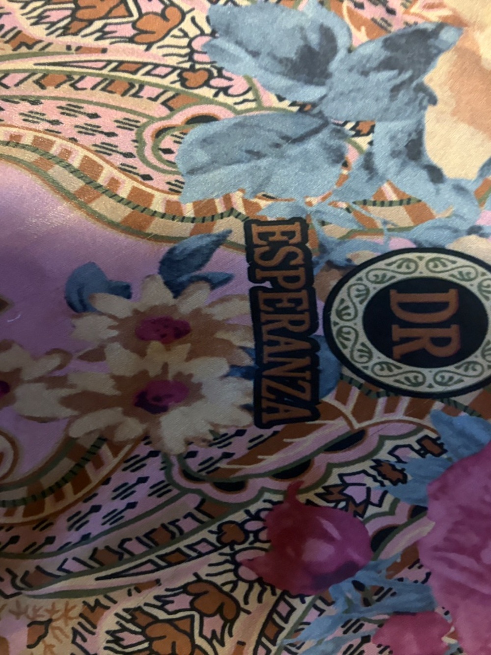 Esperanza Floral Paisley Silk Pink Scarf - Picture 8 of 14